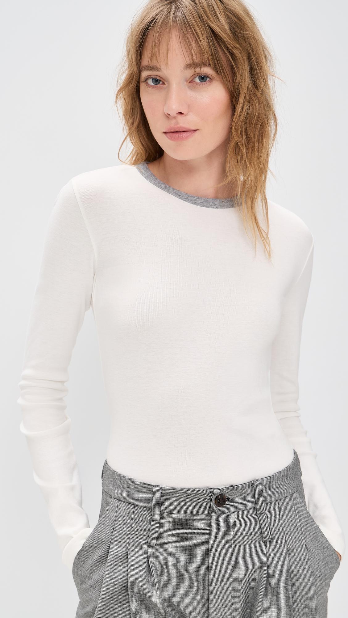 heather tipped long sleeve crew tee