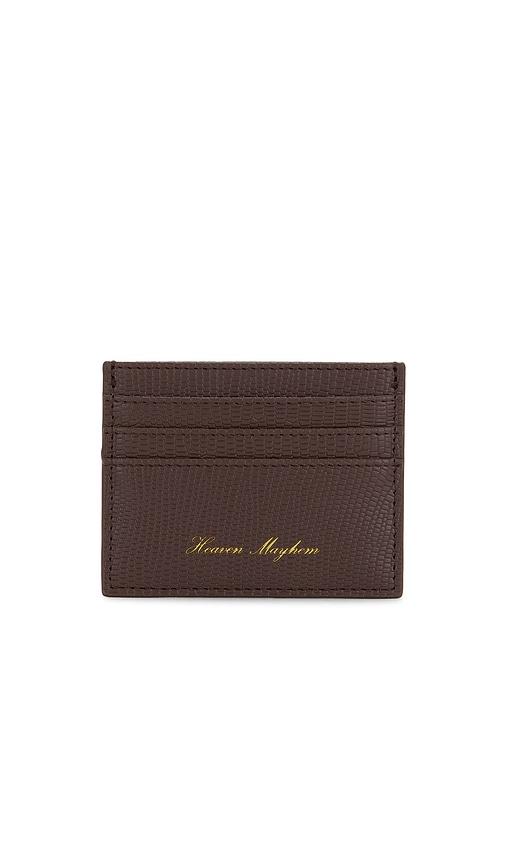 heaven mayhem cardholder in brown.
