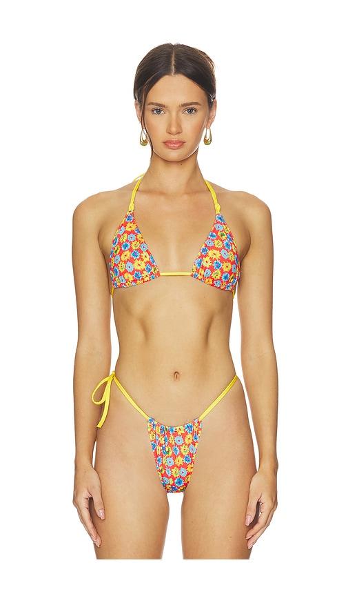 heavy manners double string bikini top in yellow,red.