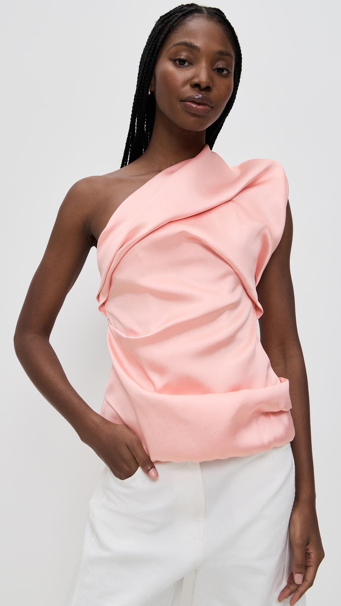 heavy satin draped top