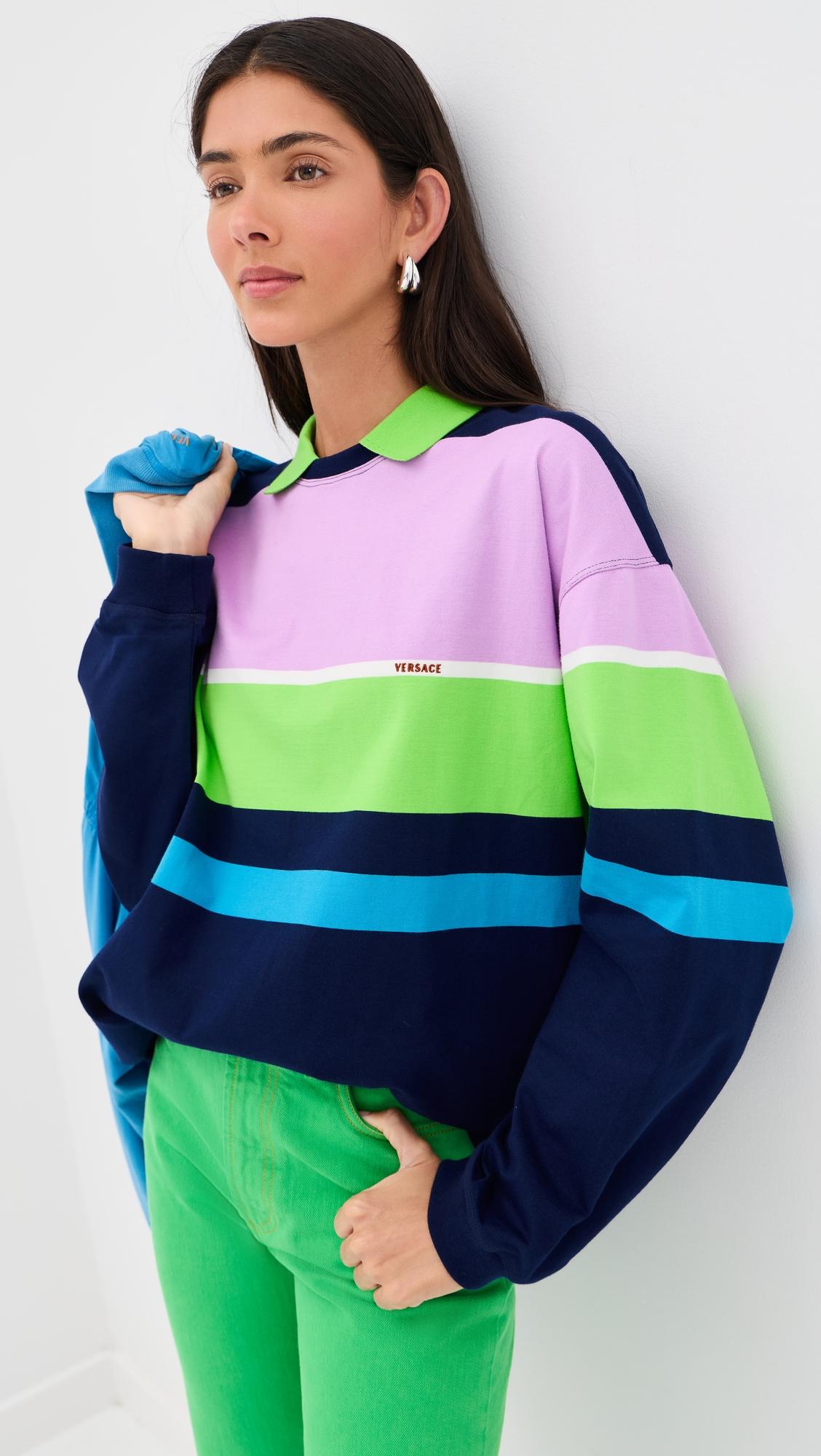 heavy striped jersey polo