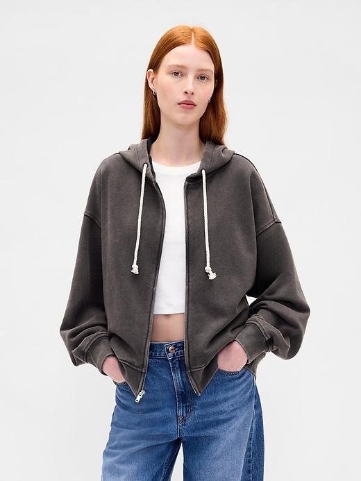 heavyweight french terry oversized zip hoodie