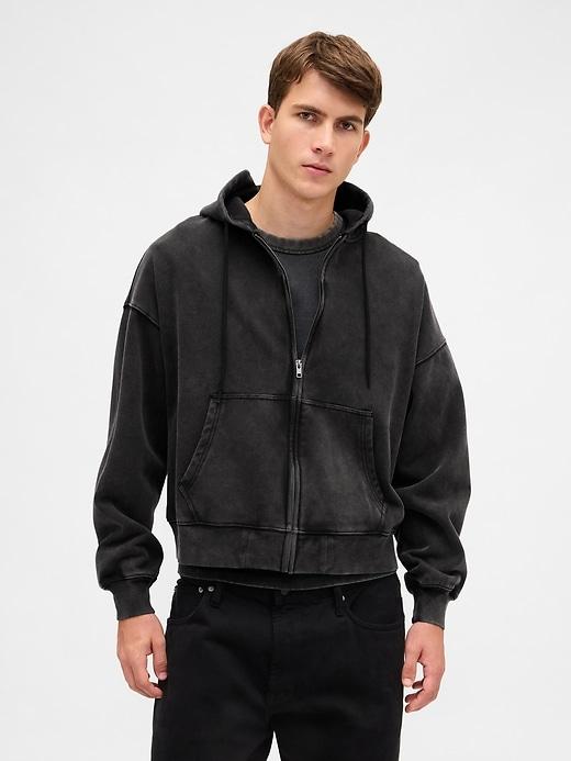 heavyweight oversized crop zip hoodie