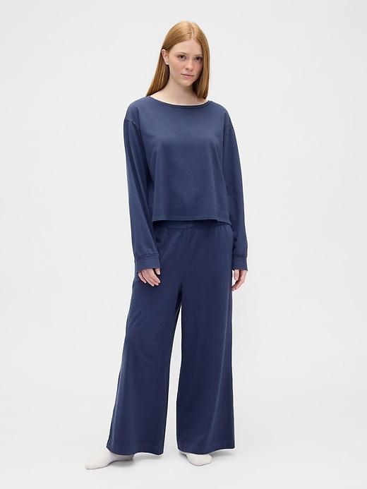 heavyweight pull-on wide-leg crop pants