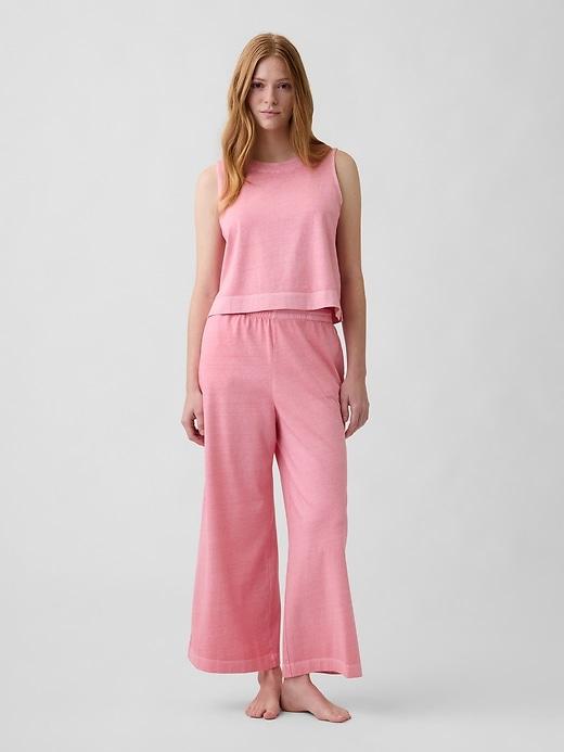 heavyweight pull-on wide-leg crop pants