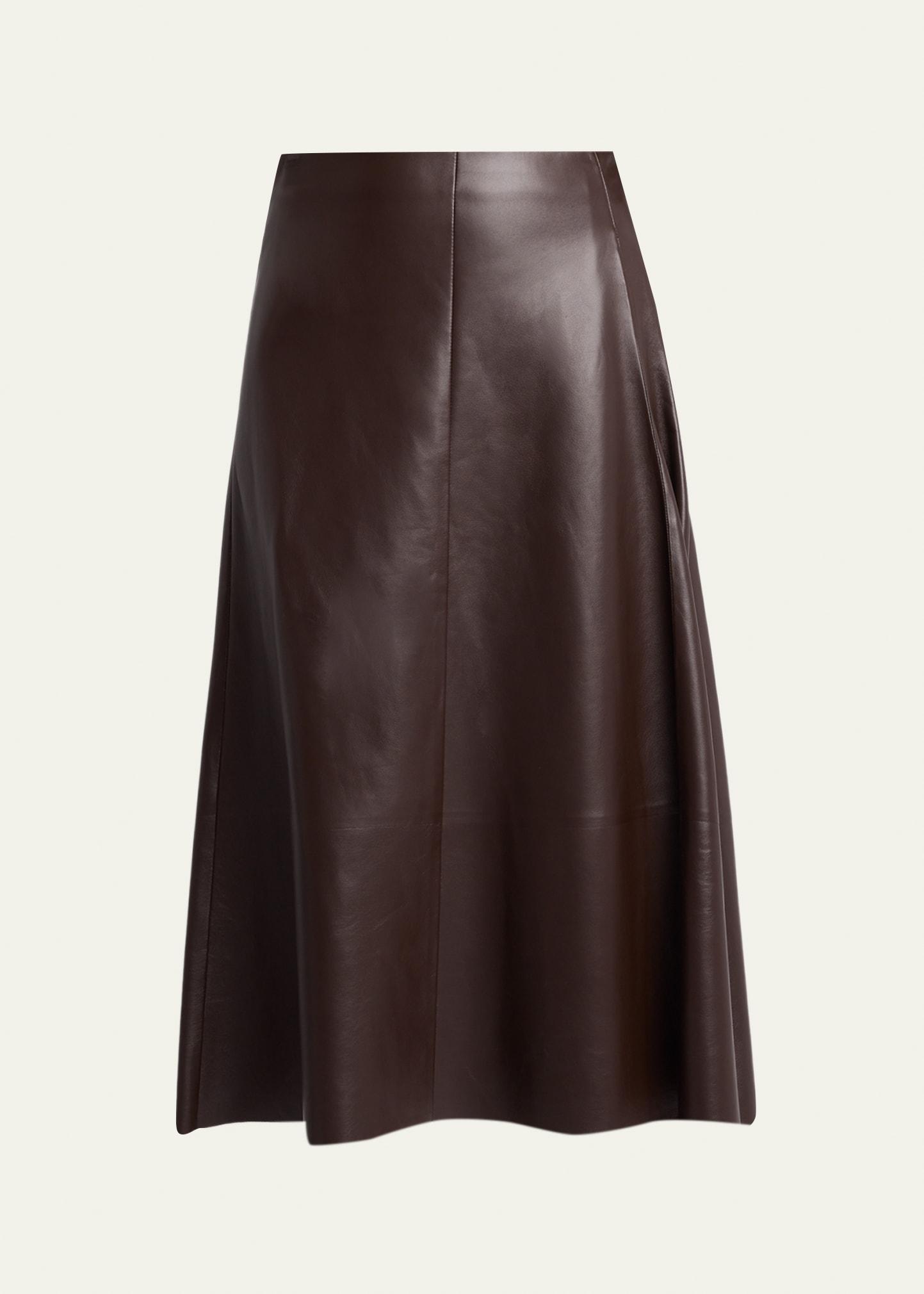 hedora leather midi skirt
