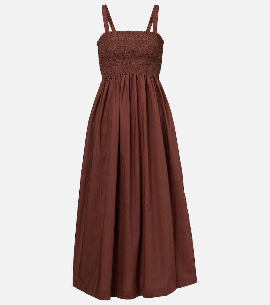 heidi klein grasse shirred cotton poplin midi dress