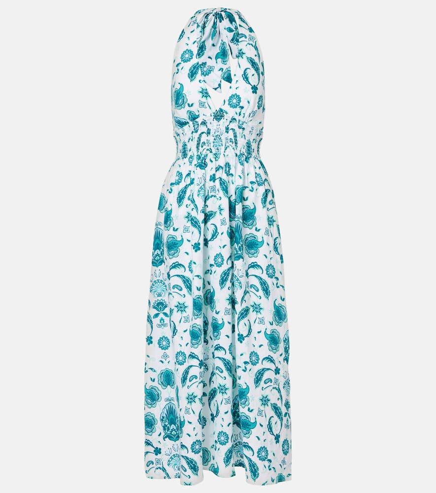heidi klein kos paisley shirred linen maxi dress