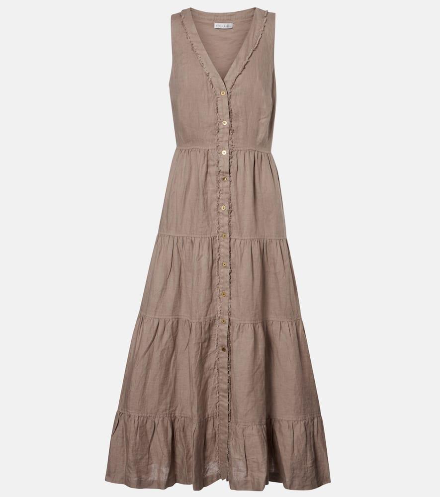 heidi klein zakynthos tiered linen midi dress