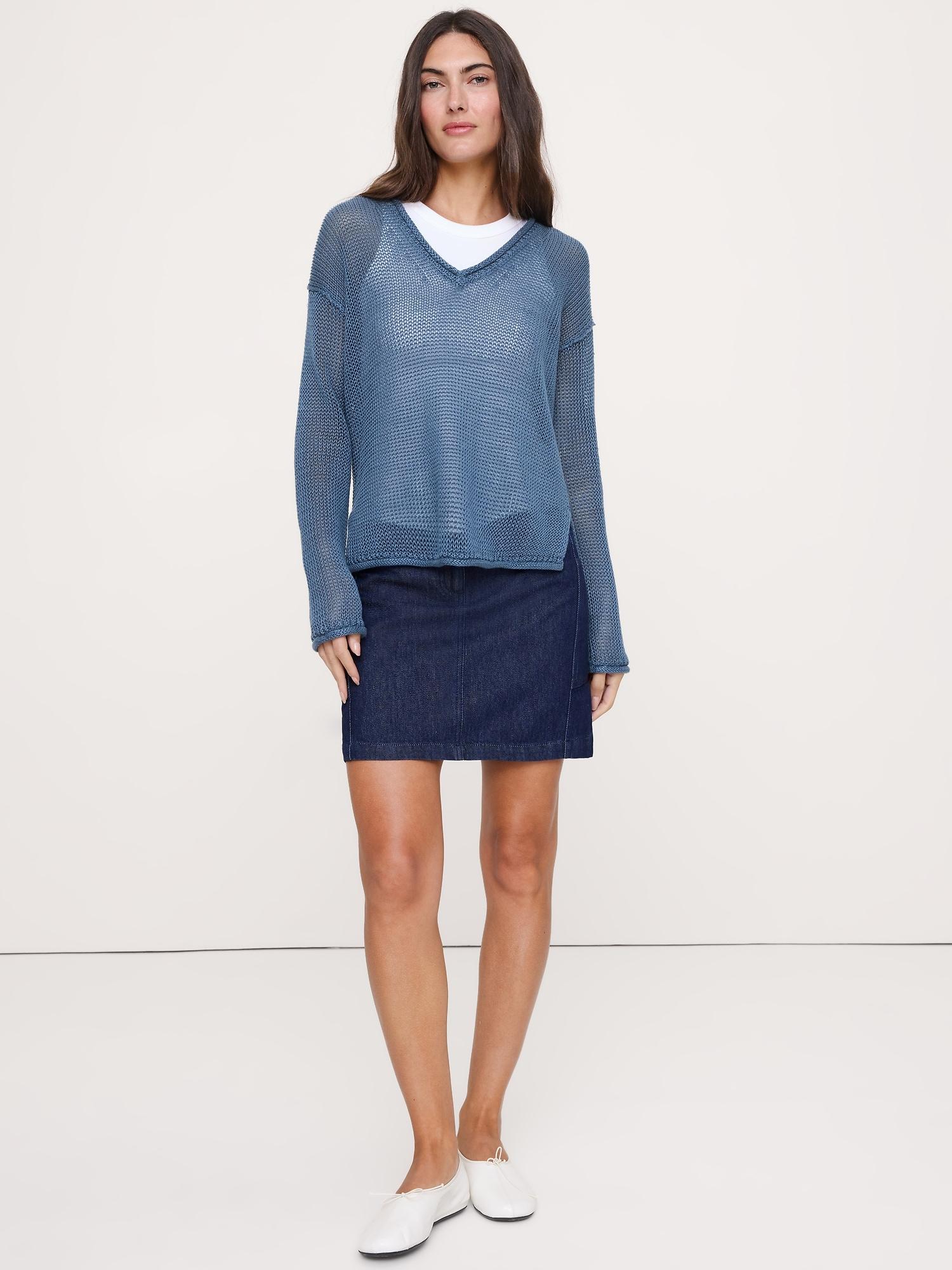 heirloom linen v-neck sweater