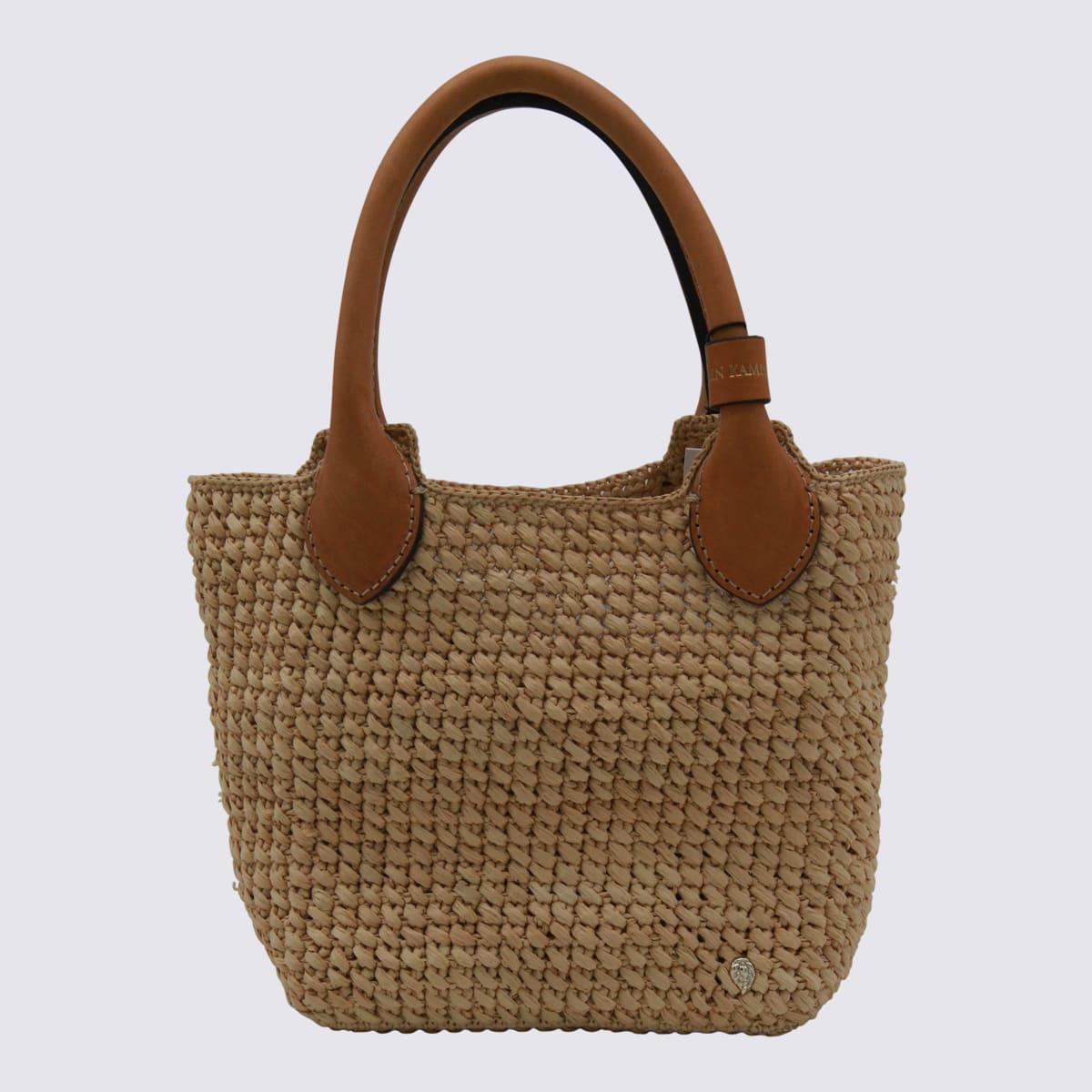helen kaminski beige raffia satchel