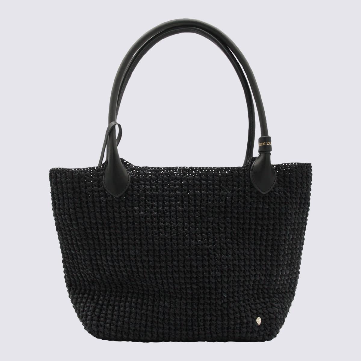 helen kaminski black raffia top handle bag