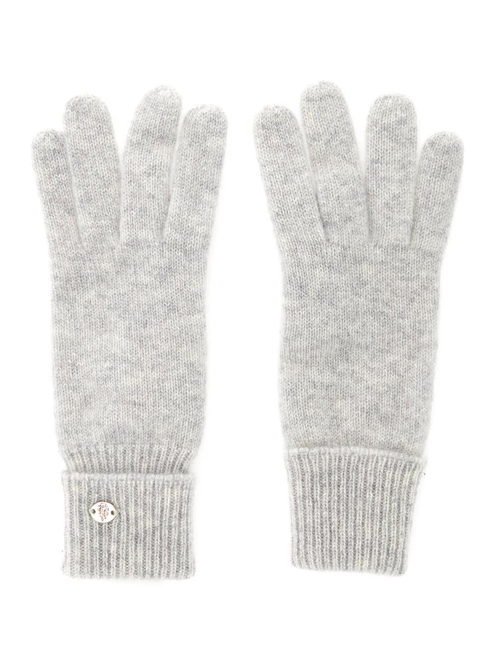 helen kaminski blaire grey gloves with logo plaque detail on the front and ribbed details in cashmere woman