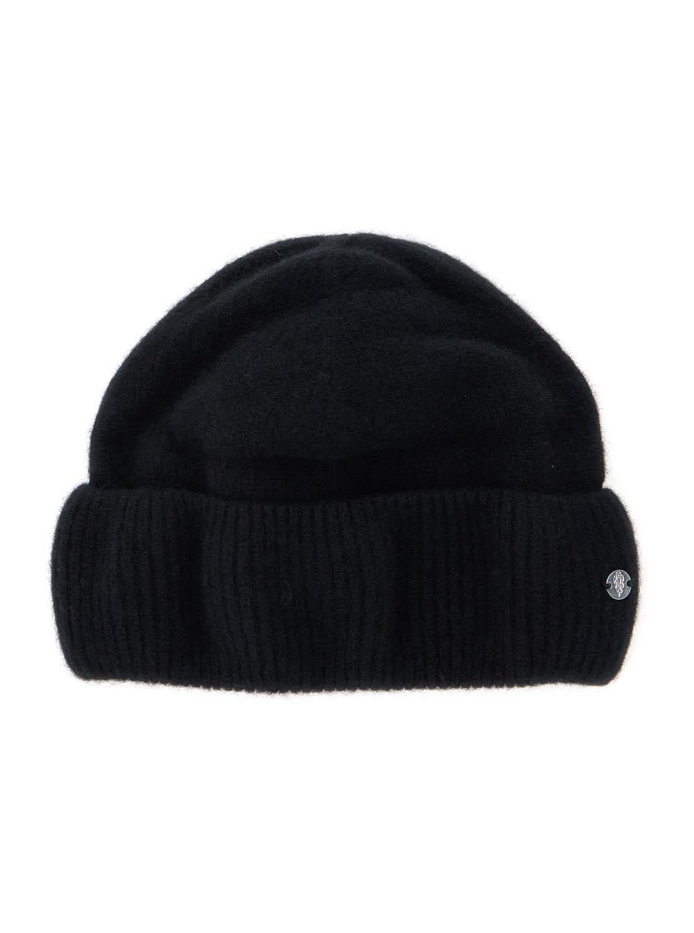 helen kaminski vivian black beanie with logo plaque detail on the front in cashmere woman