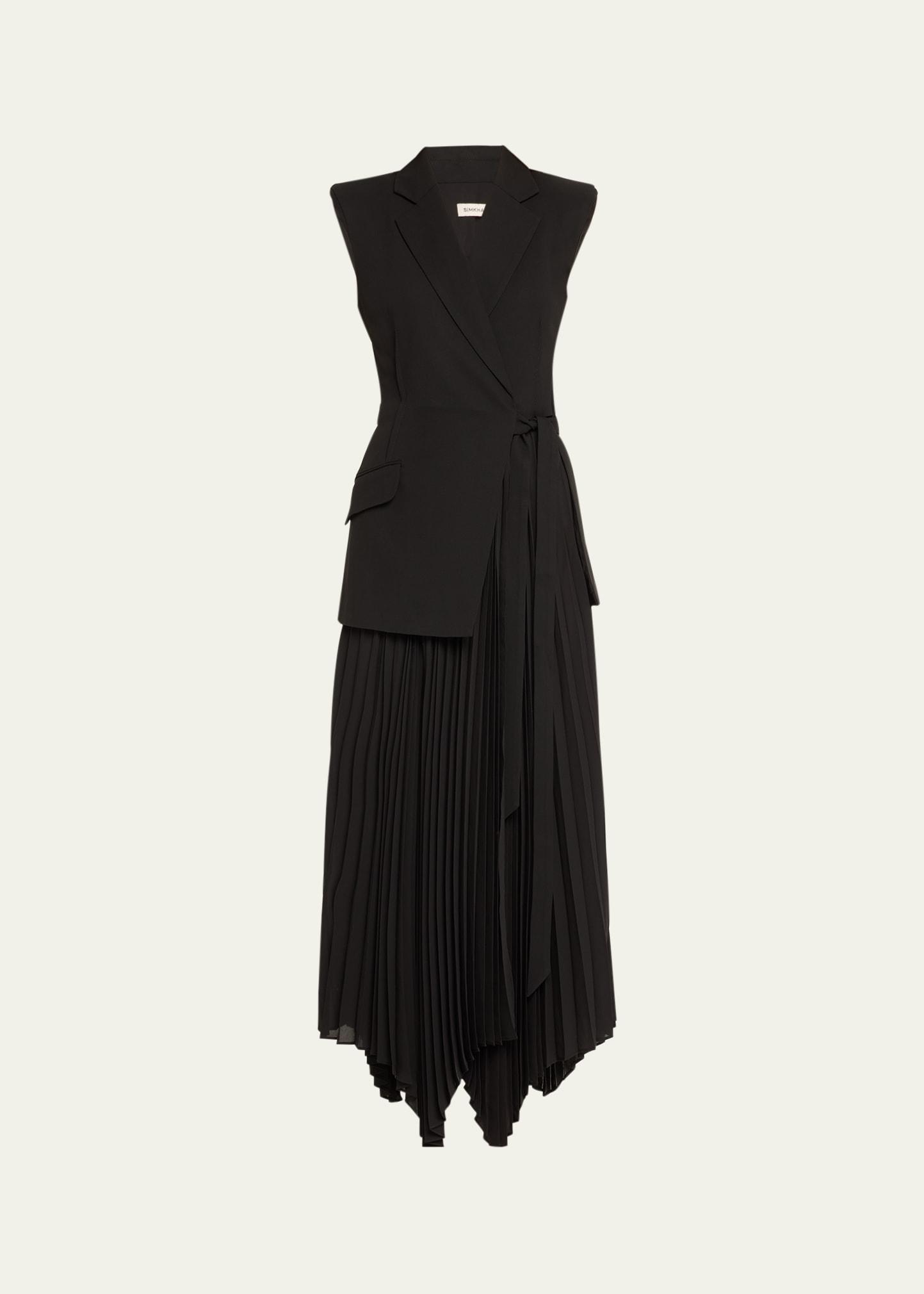 helena combo blazer sleeveless midi dress