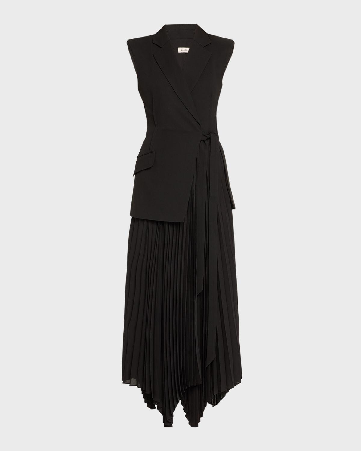 helena combo blazer sleeveless midi dress