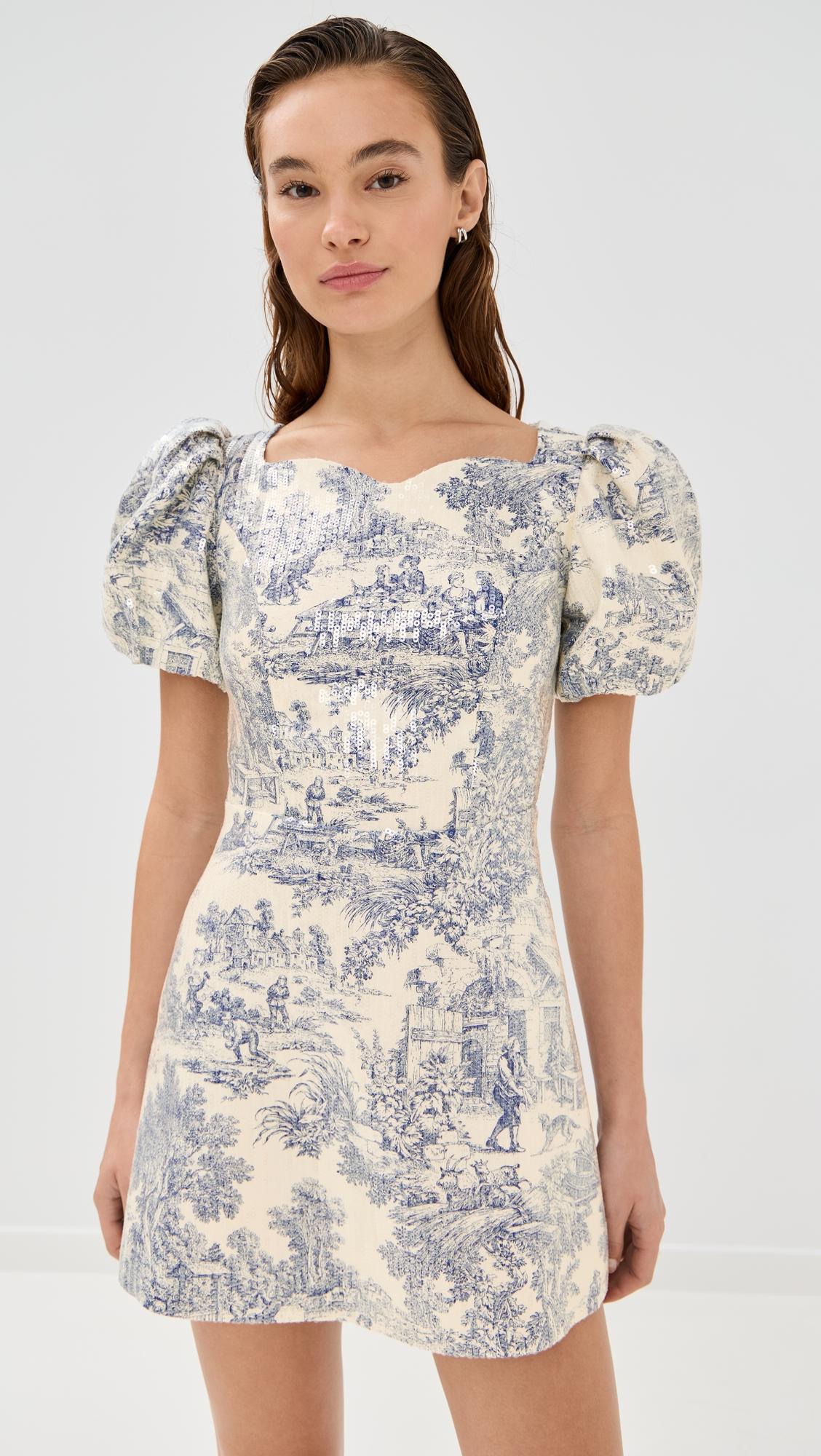 helene puff sleeve sequin toile dress