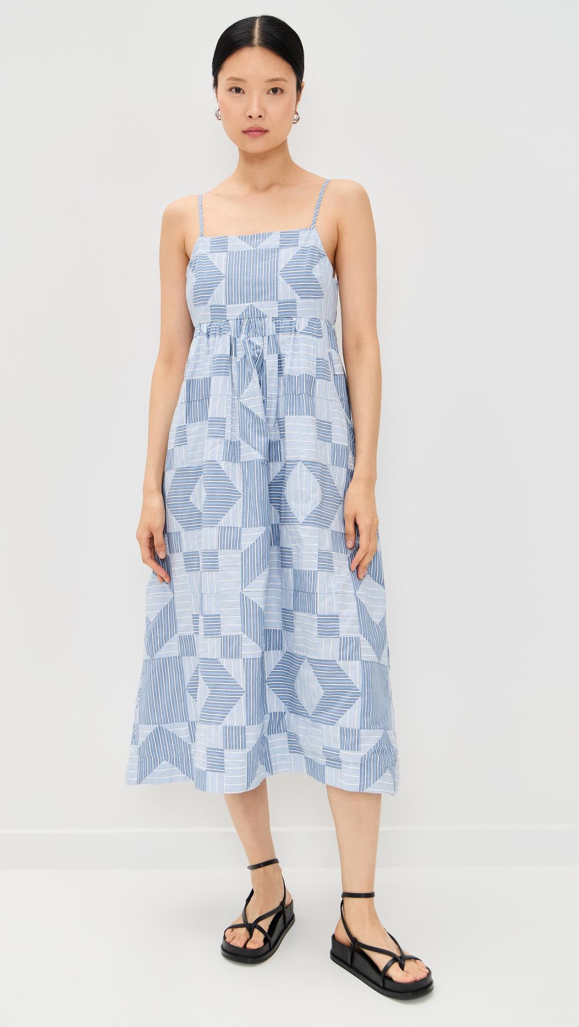 helmi striped shirting midi dress