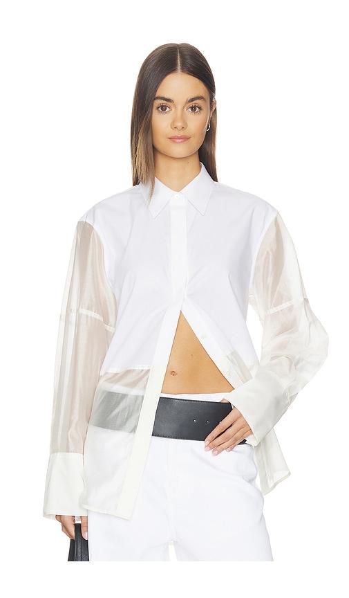 helmut lang combo long sleeve shirt in white.