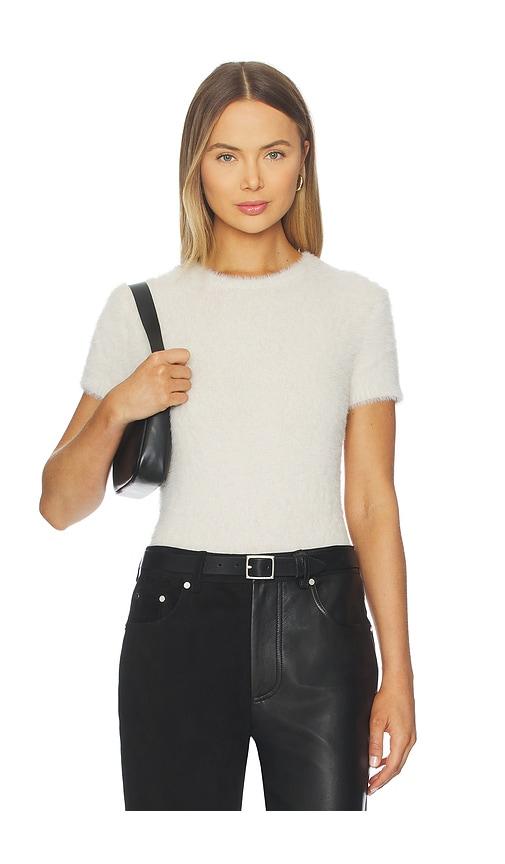 helmut lang crop eyelash tee in ivory.