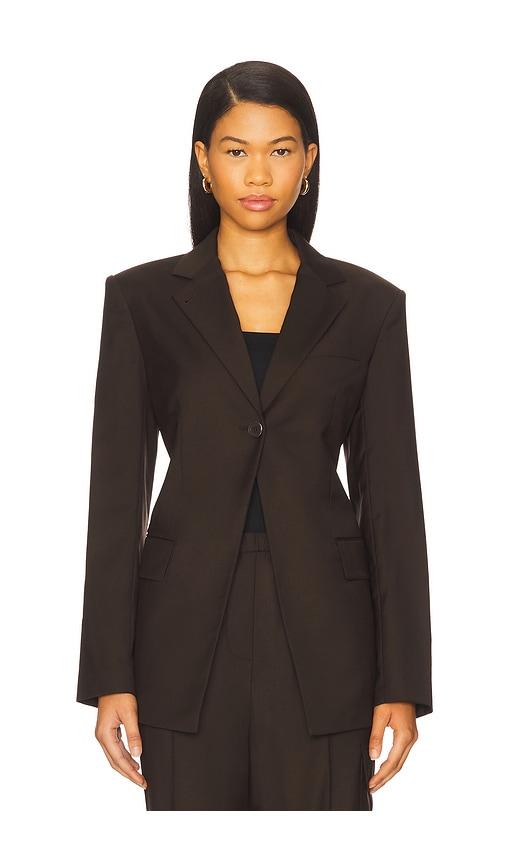 helmut lang cut away blazer in brown.