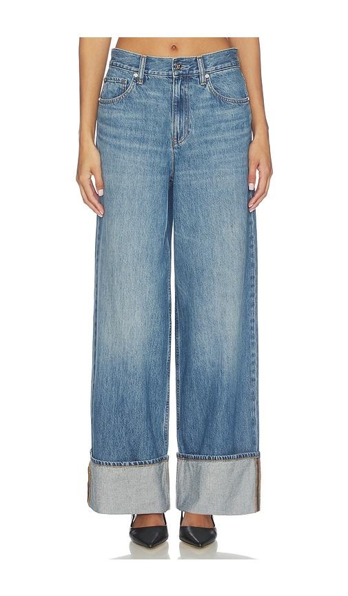 helmut lang drop straight brooklyn pants in blue.
