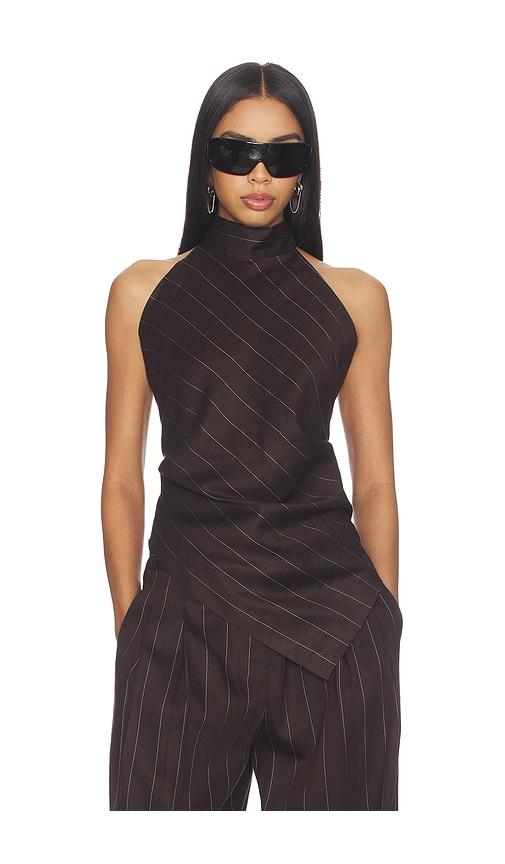 helmut lang halter scarf top in chocolate.