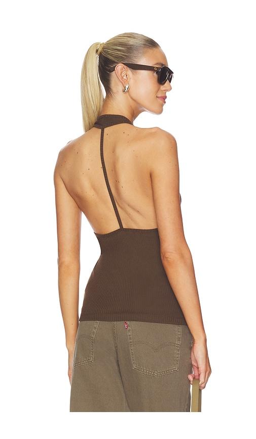 helmut lang halter strap tank top in brown.