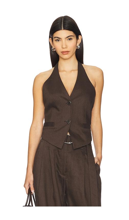 helmut lang halter vest in chocolate.