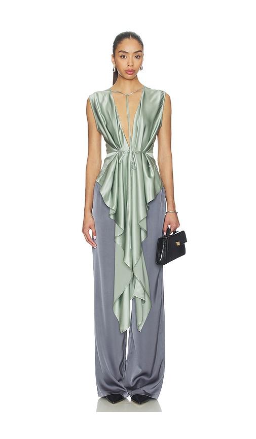 helmut lang scarf drape top in sage.