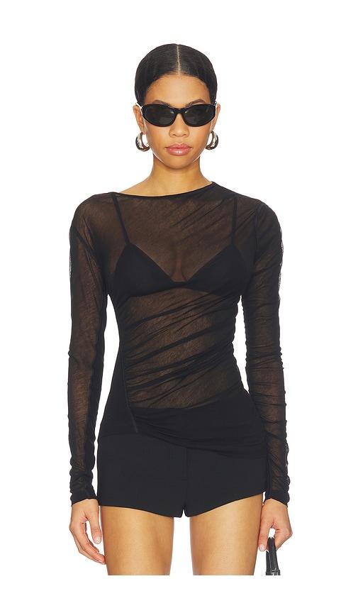 helmut lang seamed wind top in black.