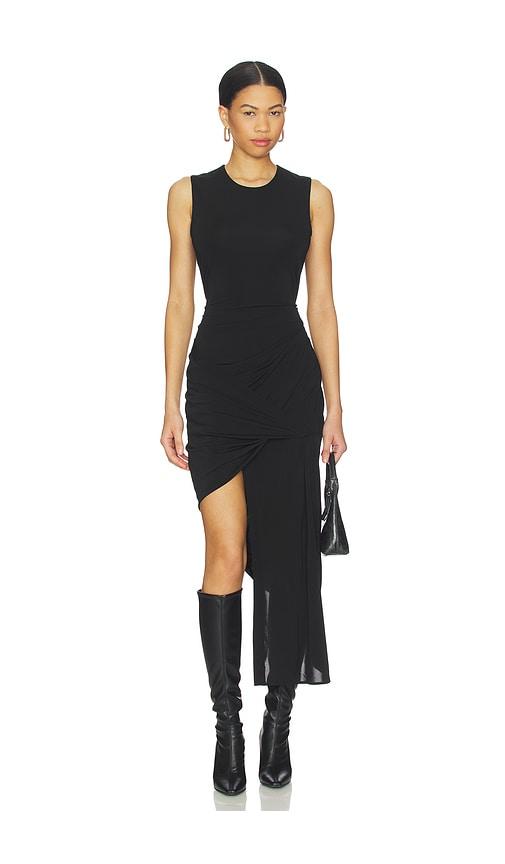 helmut lang twist drape dress in black.