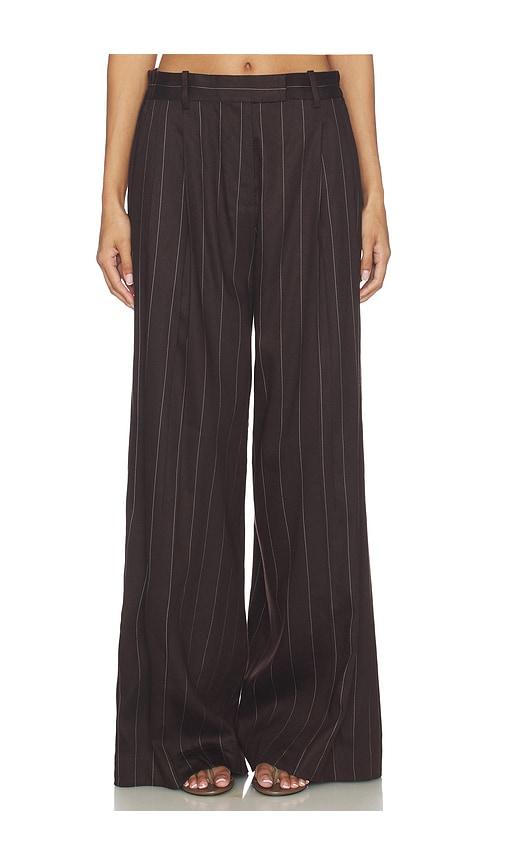 helmut lang wide double pleated trousers in chocolate.