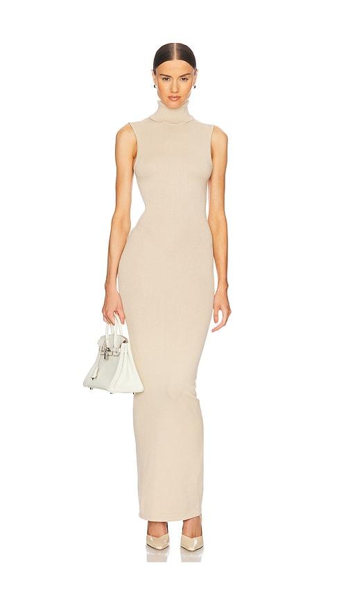 helsa aadi knit dress in beige.