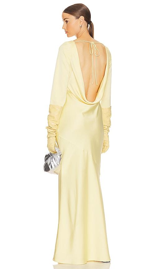 helsa angelica backless maxi dress in yellow.