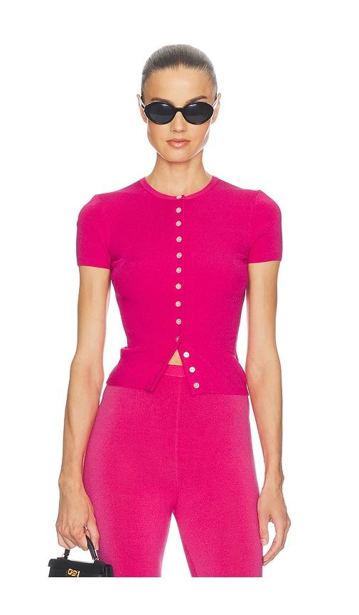 helsa beckette knit cardi in fuchsia.