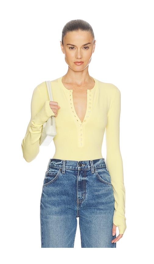 helsa bronya knit bodysuit in lemon.