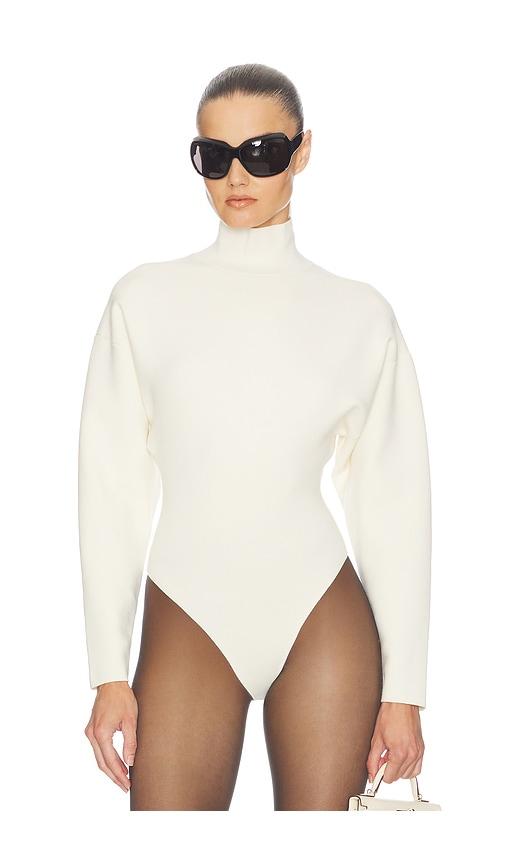 helsa calloway knit bodysuit in cream.