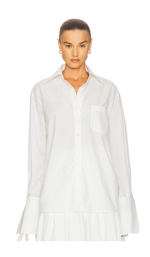 helsa classic oversized shirt in tech poplin in white.