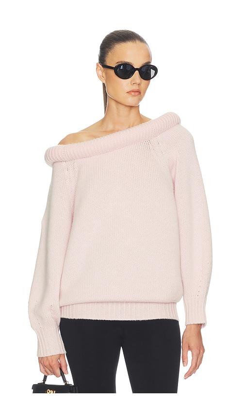 helsa cressidia off shoulder sweater in pink.