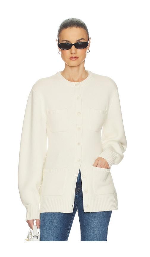 helsa devika wool cashmere cardigan in cream.