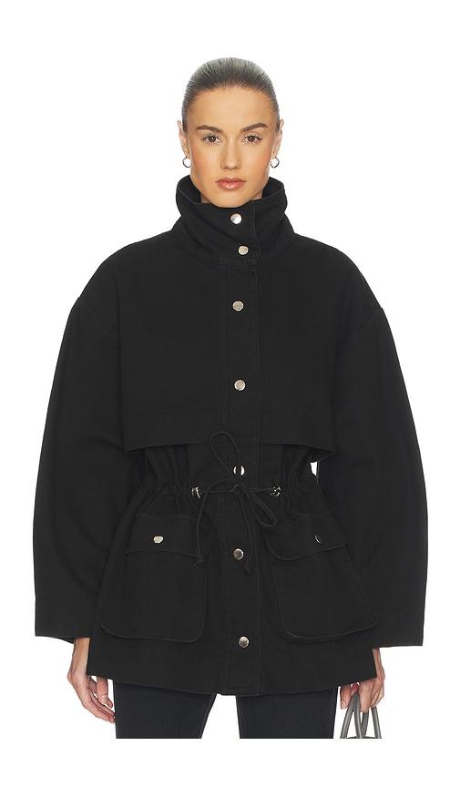 helsa garment washed utility jacket in black.