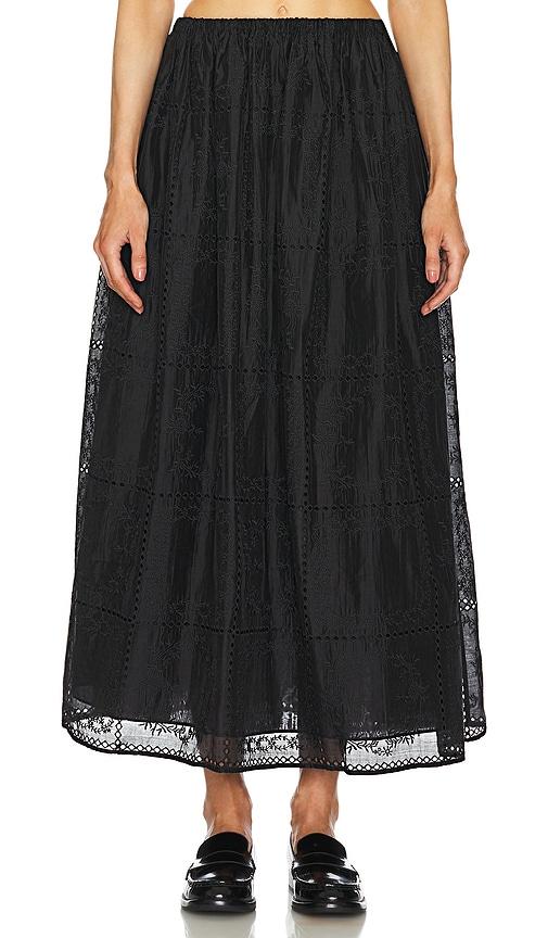 helsa handkerchief midi skirt in black.