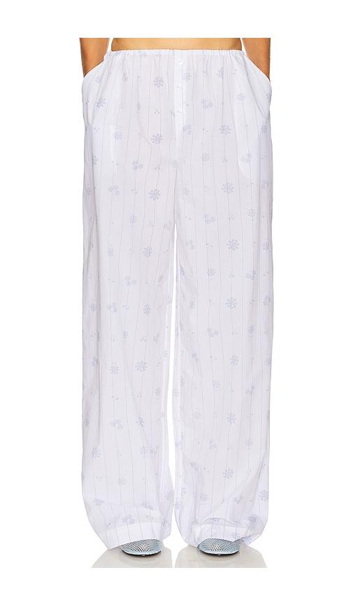 helsa house pants in fleur print stripe in white.