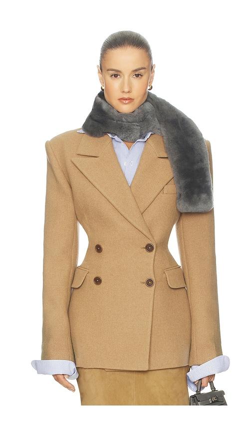 helsa italian wool blend blazer in brown.