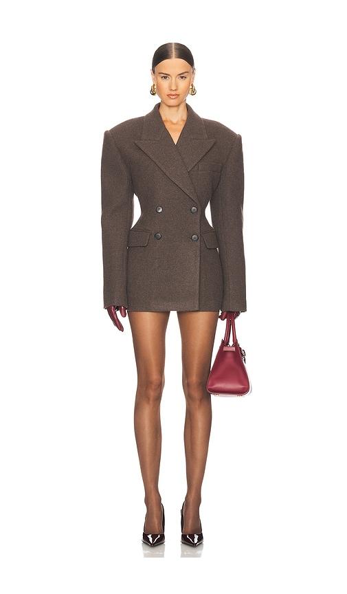 helsa italian wool blend blazer in brown.