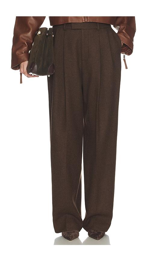 helsa italian wool blend extra full trousers in chocolate.