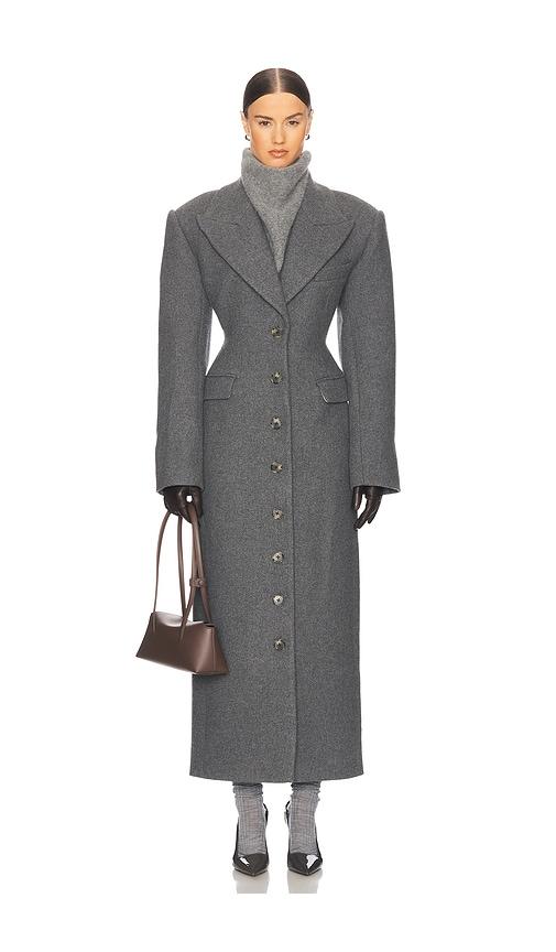 helsa italian wool blend topcoat in charcoal.