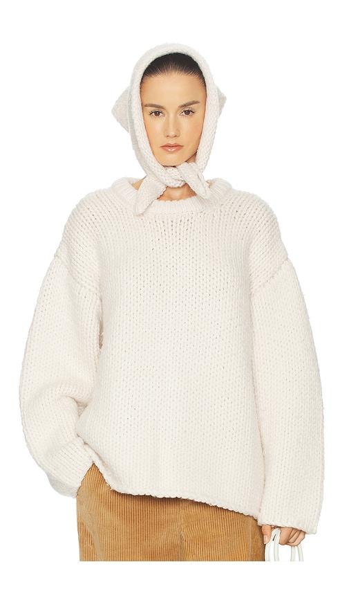 helsa kelcey hand knit crewneck in beige.