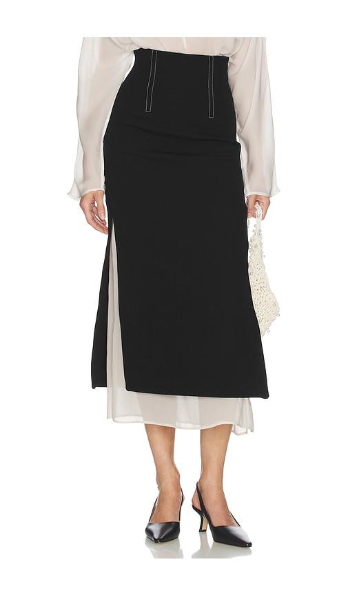 helsa layered skirt in black,white.